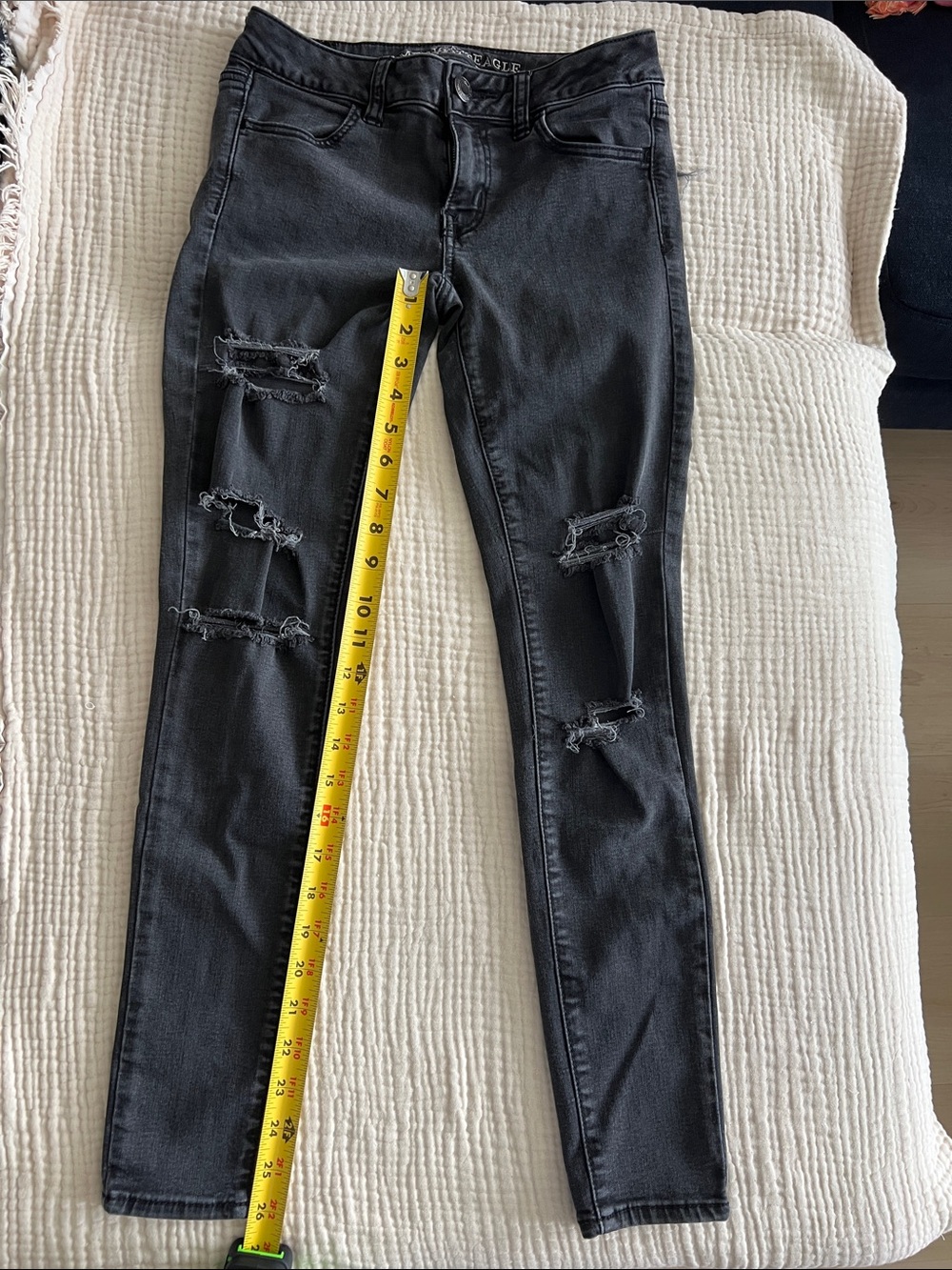 Black Distressed Skinny Jeans - Picture 4 of 9